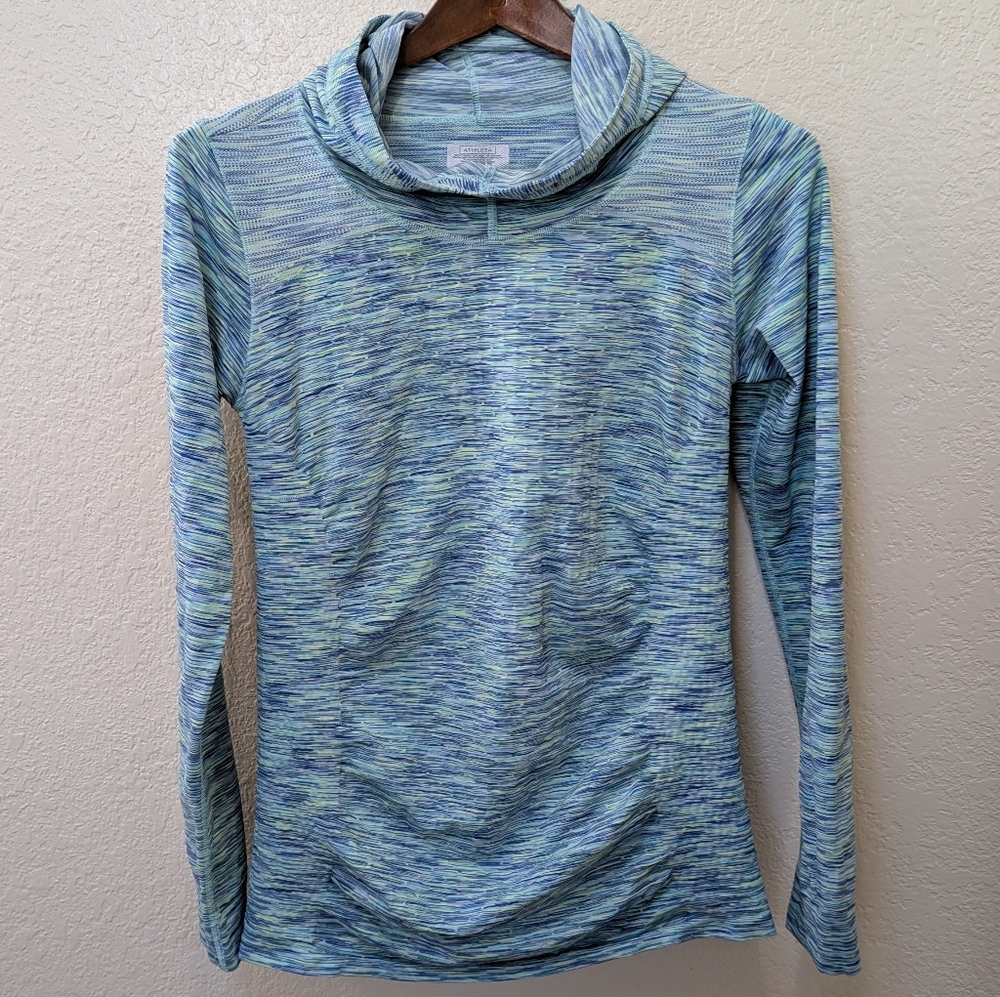 Athleta Blue Space Dye Fitted Radiance Pullover Hoodie. Light Weight. Size Large